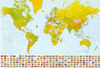 Mapa světa, papírová fototapeta osmidílná, 8D ID 280, 366x254cm, skladem poslední 1ks