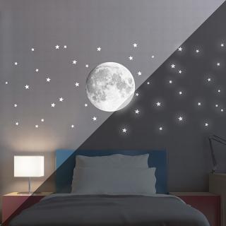 Měsíc a hvězdy -  samolepicí dekorace svítící ve tmě