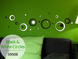 Pěnová samolepicí dekorace - Černobílé kroužky, 15x31 cm