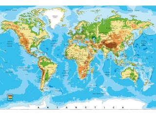 Pětidílná vliesová fototapeta Mapa světa, rozměr 375x250cm, MS-5-0261