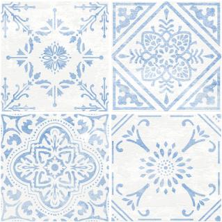 Podlahové samolepící čtverce - Modrobílé ornamenty, rozměr 30,5x30,5cm, balení 11ks, 2745053