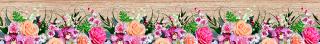 Samolepící bordura - Růže, karafiáty, orchideje, 13,8cm x 5m,  WB 8240