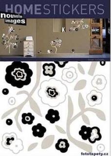 Samolepící dekorace Black & white flowers, 50x70cm,skladem poslední 2 ks!!!
