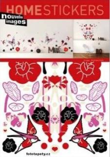 Samolepící dekorace Printemps - červené květy, 50x70cm, poslední 1ks