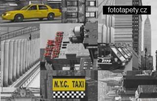 Samolepící fólie imitace Decor, City taxi Varianta: šíře 45cm, balení 15m