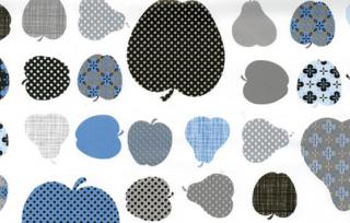 Samolepící fólie imitace Decor, Jablka a hrušky - modré Varianta: šíře 45cm, cena za 15m