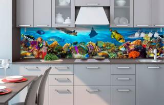 Samolepící fototapeta do kuchyně - Korály a ryby v oceánu, 260x60cm, 092