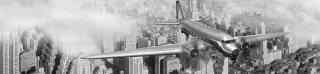 Samolepící fototapeta do kuchyně - Letadlo nad New Yorkem, 260x60cm, 039