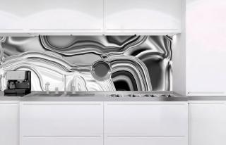 Samolepící fototapeta do kuchyně - Tekuté stříbro, 180x60cm, 101