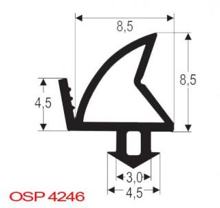 Těsnění plastových oken ALUPLAST, FINSTRAL, KÖMMERLING, PLUS-TEC, THYSSEN, OSP4246 Varianta: OSP 4246, cena za 1m