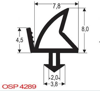 Těsnění plastových oken KÖMMERLING, REHAU, SCHÜCO, OSP4289 Varianta: OSP 4289, cena za 25m