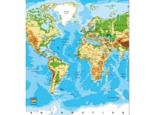 Třídílná vliesová fototapeta Mapa světa, rozměr 225x250cm, MS-3-0261
