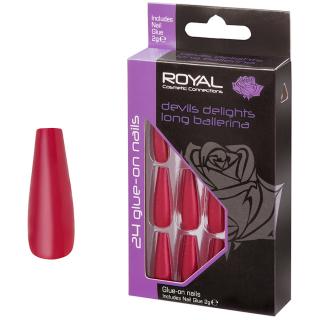 Royal Cosmetics - Sada umělých nehtů s lepidlem Devils Delights Long Ballerina (24 ks)