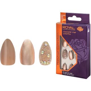 Royal Cosmetics - Sada umělých nehtů s lepidlem Prestige Collection - Dazzle Me Stiletto (24ks)