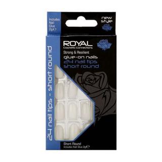 Royal Cosmetics - Sada umělých nehtů s lepidlem Short round (24 ks)
