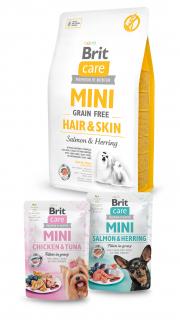 Brit Care Mini Grain Free Hair & Skin 2kg+2x pouch 85g ZDARMA