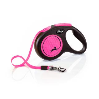 Flexi New Neon M pásek 5m/25 kg růžové