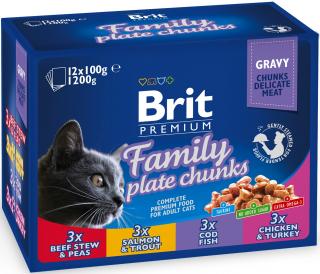Kapsička Brit Cat Premium Pouches Rodina 12 x 100 g