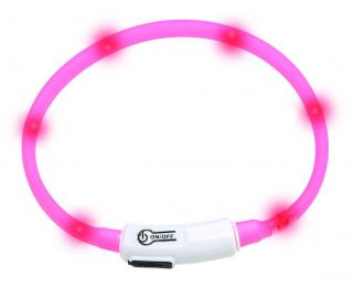 Karlie Visiolight svítící LED obojek 35 cm růžový