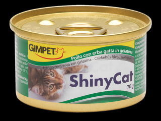 Konzerva SHINY CAT kuře+kočičí tráva 70g