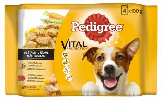 PEDIGREE kapsička 4 pack ve ŠŤÁVĚ : s kuř. a zel. & s hov. a zel. 400g