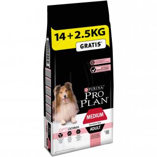 Purina Pro Plan Adult Medium Optiderma s lososem 14+2,5kg zdarma