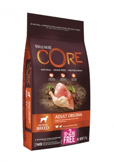 Wellness Core Dog Original kruta a kuře 10+2kg