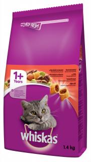 WHISKAS granule s hovězím masem 1,4kg