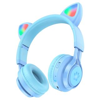 Bezdrátová sluchátka Hoco W39 Cat ear kids BT- modrá