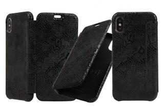 Černé flipové pouzdro pro iPhone XS MAX Carastyle Graffi Lace