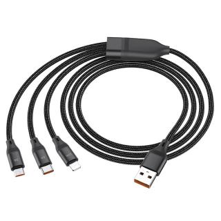 Hoco U104 3v1 Ultra 6A nabíjecí datový kabel (iP+Micro+Type-C)