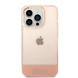 Pouzdro Guess PC/TPU Camera Outline Translucent iPhone 14 Pro Max růžové