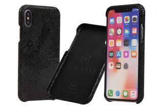 Pouzdro / kryt pro iPhone XS MAX - Carastyle Shell Black Lace z právé kůže