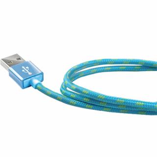 USB data kabel CELLY textil, microUSB connector, modrý