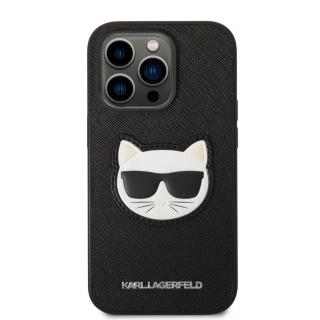 Zadní Kryt Karl Lagerfeld pro iPhone 14 Pro Max Black Saffiano Choupette Head
