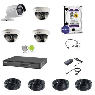 Kamerový set  Hikvision Proffesional 1 venkovní + 3 vnitřní  Speciální cena pro registrované