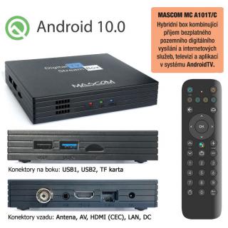 MC A101T/ C, Android TV 10.0, DVB-T2, 4K HDR, Ovladač s TV Control