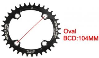 EKFAN Oval 32T Převodník  černý 104BCD