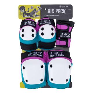 187 Killer Pads - Junior Six Pack - Pink/Teal - Dětská sada chráničů