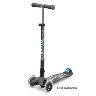 Micro - Maxi Deluxe LED Volcano Grey - Dětská skládací koloběžka