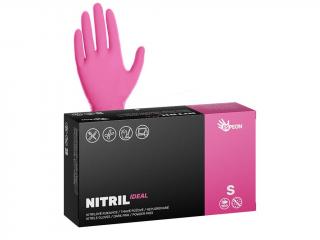 Nitrilové rukavice NITRIL IDEAL 100 ks, nepudrované, tmavě růžové, 3.5 g S
