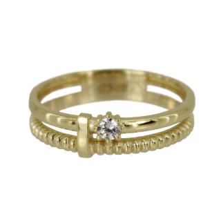 Dvojitý zlatý prsten se zirkonem Z70-379 váha: 2.11 g, Velikost: 52, ryzost: Au 585/1000