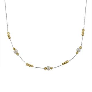 Jemný zlatý řetízek z bílého a žlutého zlata s perličkami Z20-265 délka: 42-45 cm, váha: 1.8 g, ryzost: Au 585/1000