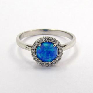 Prsten z bílého zlata s modrým opálem Z70-265 váha: 1.91 g, Velikost: 53, ryzost: Au 585/1000
