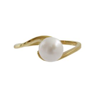 Tenký zlatý prsten s perlou Z70-333 váha: 1.98 g, Velikost: 54, ryzost: Au 585/1000