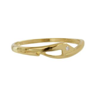 Tenký zlatý prsten se zirkonem Z70-330 váha: 1.08 g, Velikost: 53, ryzost: Au 585/1000