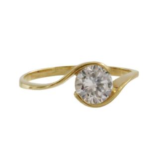 Tenký zlatý prsten se zirkonem Z70-331 váha: 1.6 g, Velikost: 54, ryzost: Au 585/1000