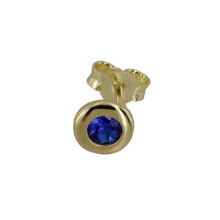 Zlaté náušnice pecky s modrým kamenem Z40-837 váha: 0.39 g, ryzost: Au 585/1000