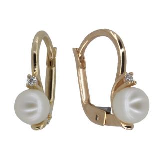 Zlaté náušnice s perlou Z40-859 váha: 1.99 g, ryzost: Au 585/1000