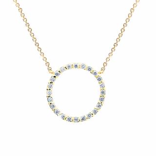Zlatý náhrdelník s přívěskem kruh se zirkony Z50-609 váha: 1.8 g, Velikost: 45 cm, ryzost: Au 585/1000